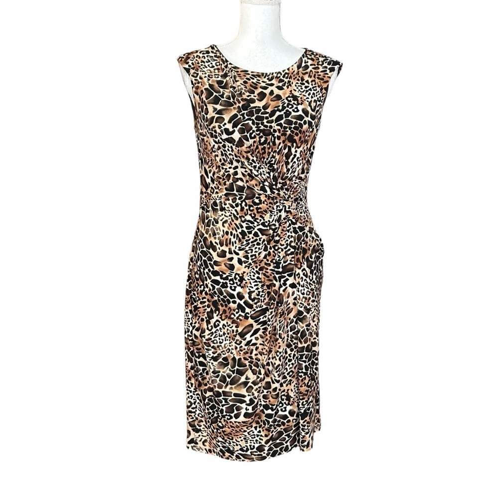 Evan Picone Sleeveless Sheath Leopard Print‎ Dress Women’s SZ 6 Brown NEW